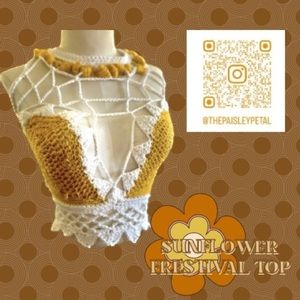 YELLOW AND WHITE CROCHETED FESTIVAL TOP